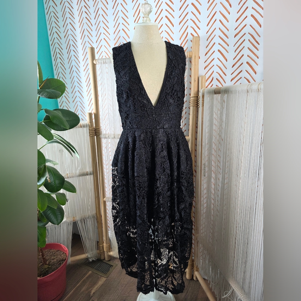 NICHOLAS Black Lace High Low Dress